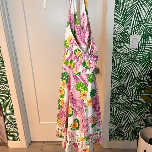 Lilly Pulitzer Sleeveless Halter Neck Floral Knee Length Dress 4 - Picture 7 of 9